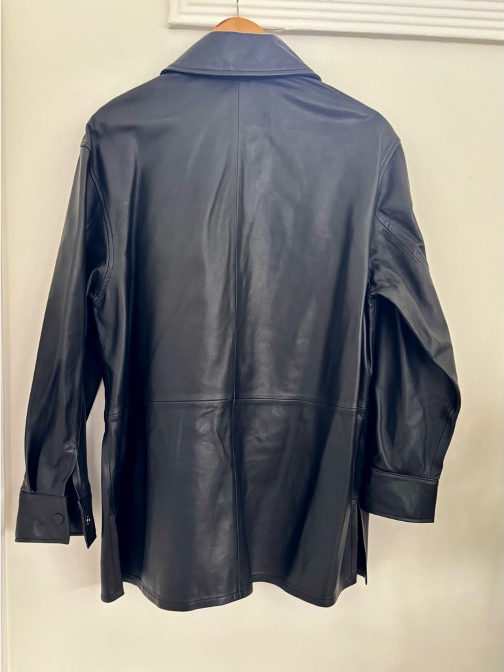 Mango Black Leather Button-Front Shacket - Picture 5 of 9